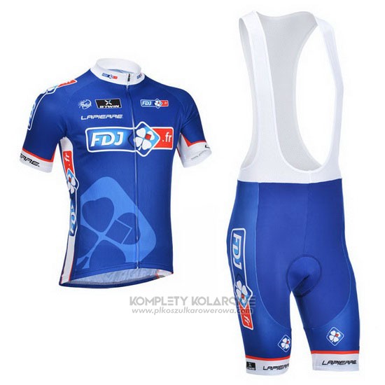 2013 Odziez Rowerowa FDJ Niebieski Krotkie Rekawy i Rowerowe Szelkach